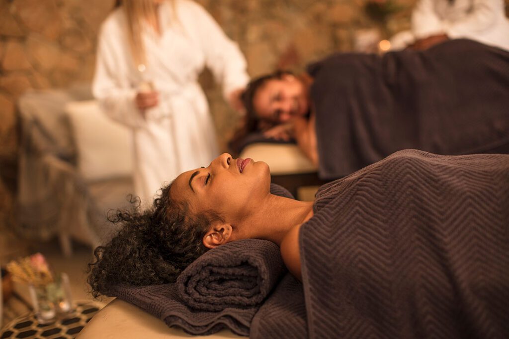 Couples enjoying a relaxing side-by-side massage at Union Spa NYC, Midtown NYC